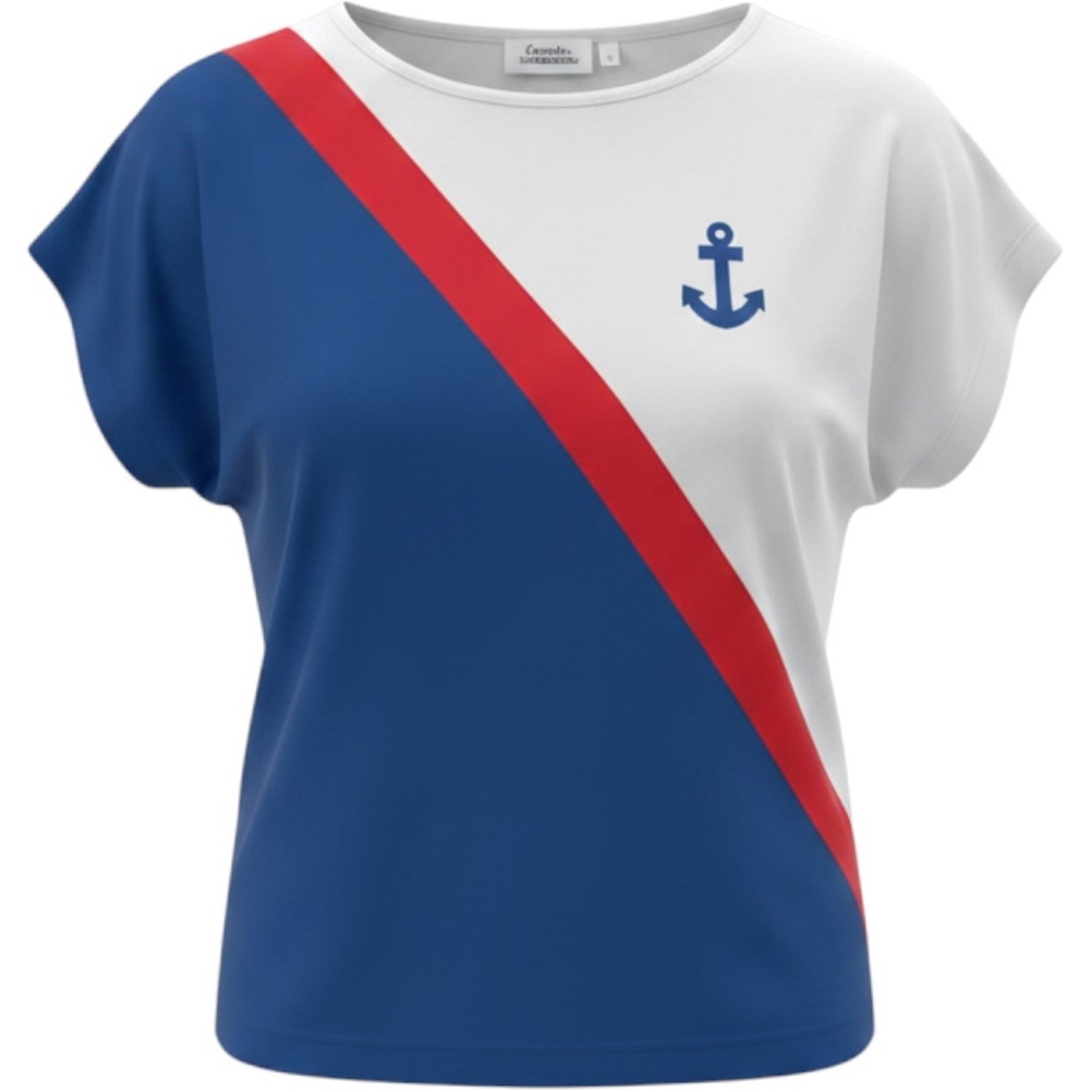 Vintage Country Suburbans Nautical Anchor Colorblock Tee Medium Red White Blue